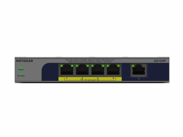 NETGEAR GS105Pv3 5-Port Gigabit Ethernet Unmanaged PoE Switch - Image 4